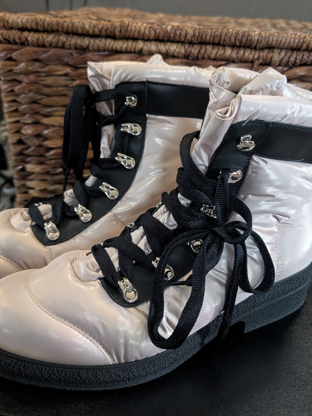 Cream Lace-Up Combat Boots for Women - Picture 10 of 11
